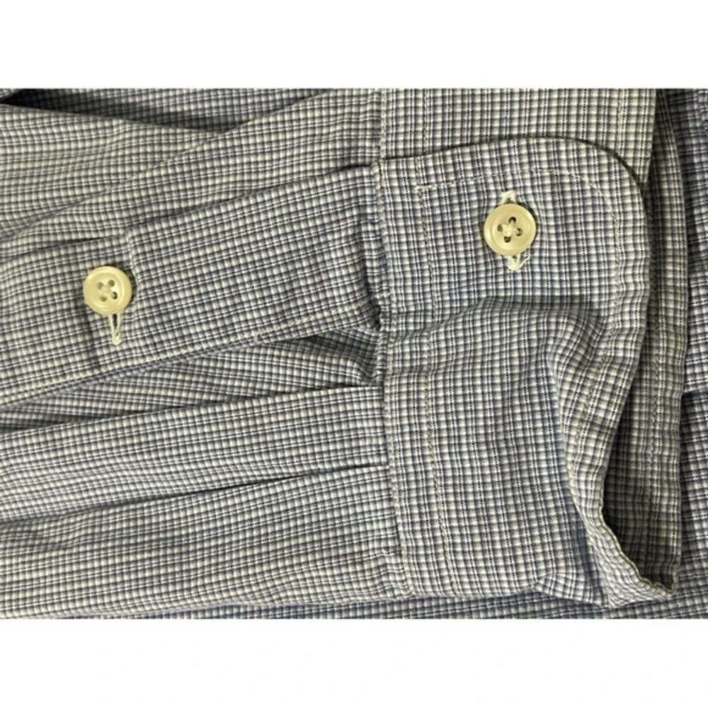 Polo Ralph Lauren Blake Shirt Mens XXL Blue White Micro Check Cotton‎ coastal